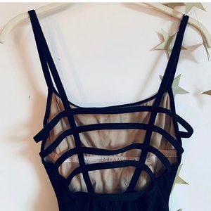 VTG 90s Y2K black cotton bodysuit / swimsuit